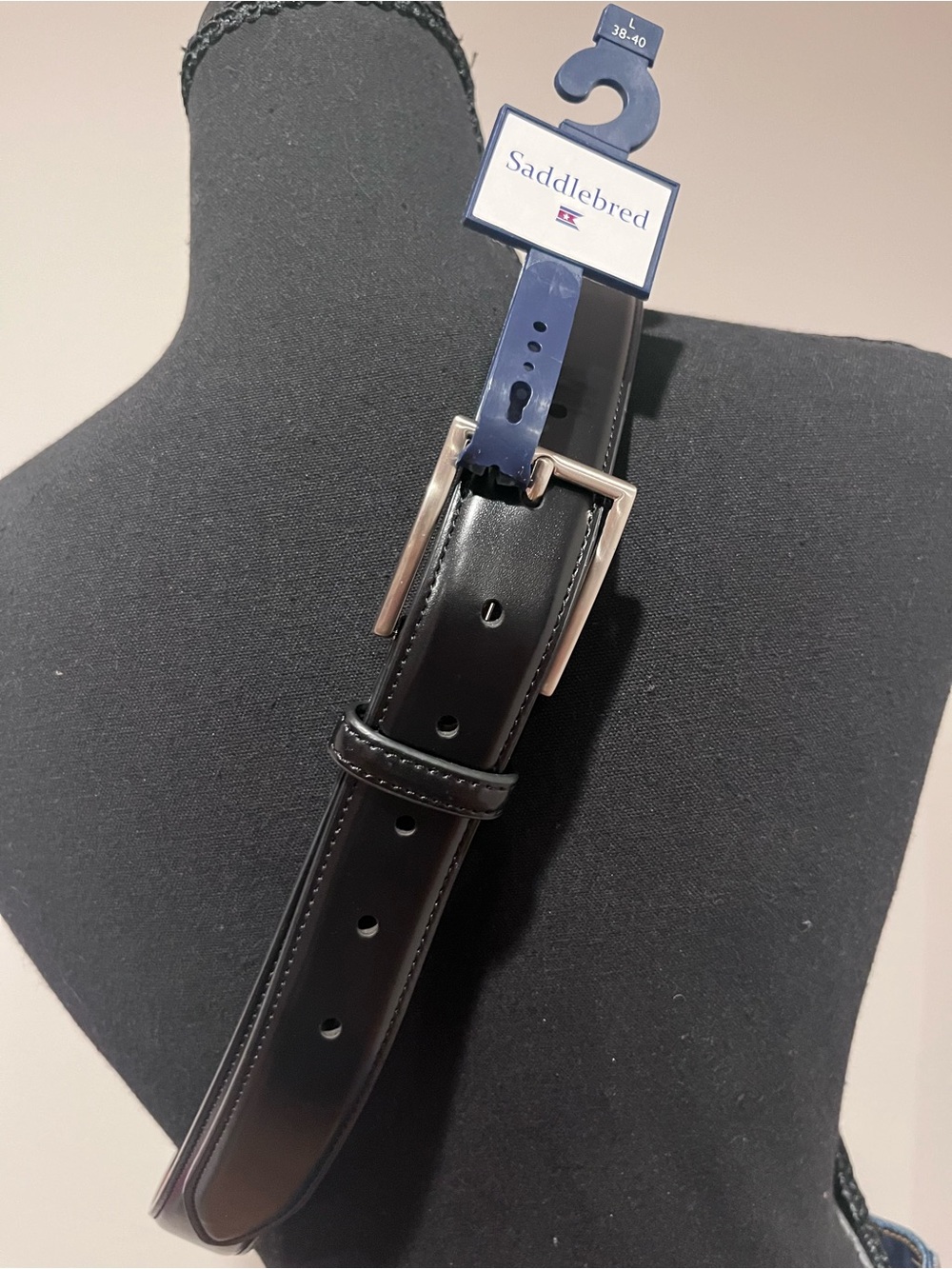 Saddlebred Men's Black Leather Dress Belt NWT 38/40